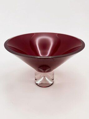 Vintage Badash Poland Ruby Red Crystal Pedestal Bowl Compote 9.25”